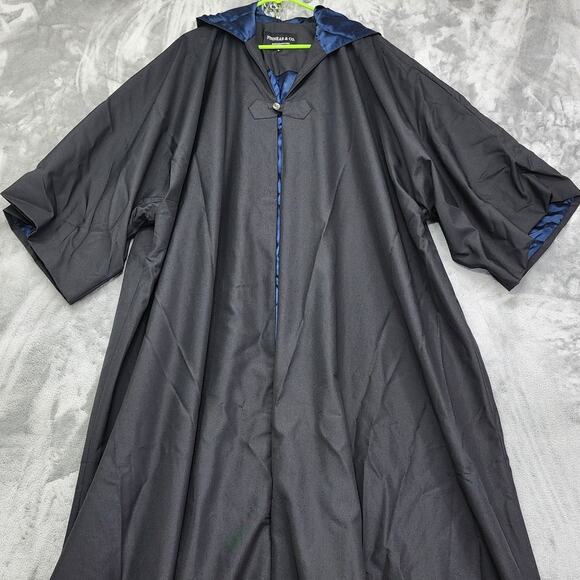 FINNEAS & CO Alivan's Majestic School Robe Mens L Black Blue Hooded Cloak Lined - Picture 2 of 9
